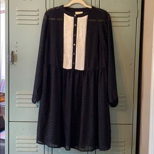 Tuxedo Dress with Sheer Overlay